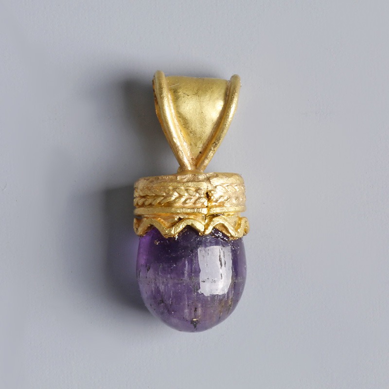 Greek Gold Amethyst Pendant