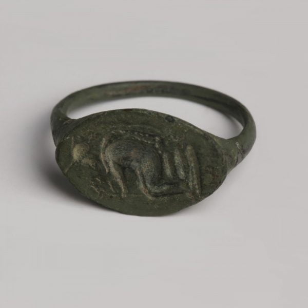 Greek Bronze Finger Ring with Intaglio