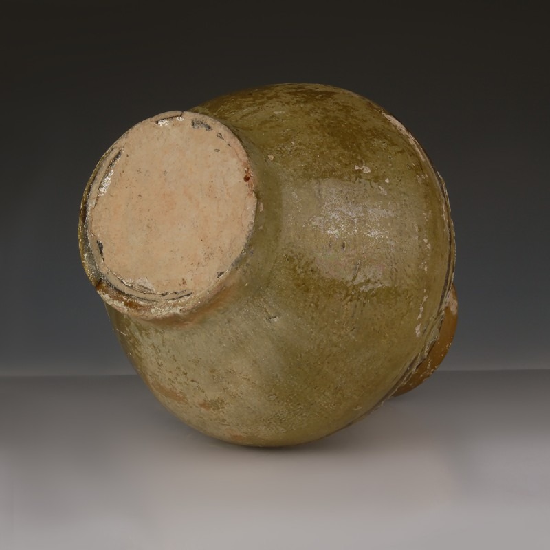 Han Green-Glazed Vase with Relief Decoration Han Green-Glazed Vase with Relief Decoration