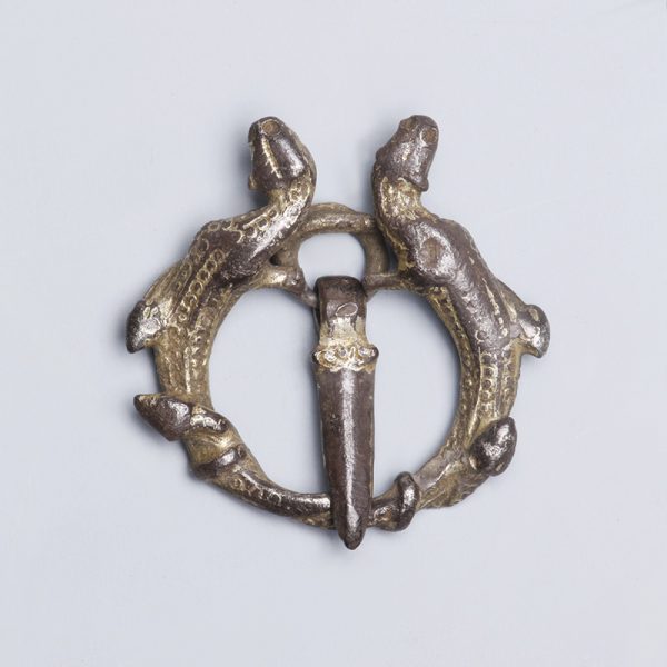 Norman Gilt Romanesque Buckle Brooch with Lizards