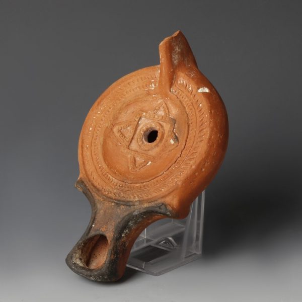 Roman Oil Lamp with Four Pointed Double Star