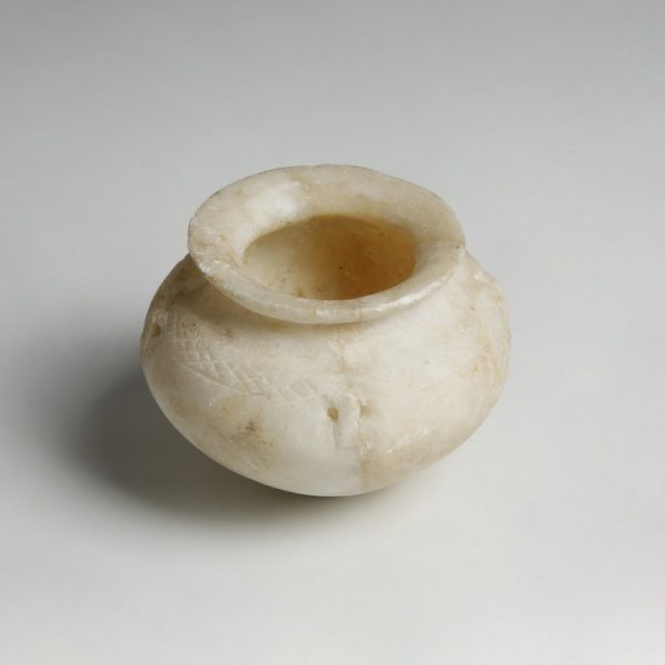 Uruk Alabaster Jar with Decorated Shoulder