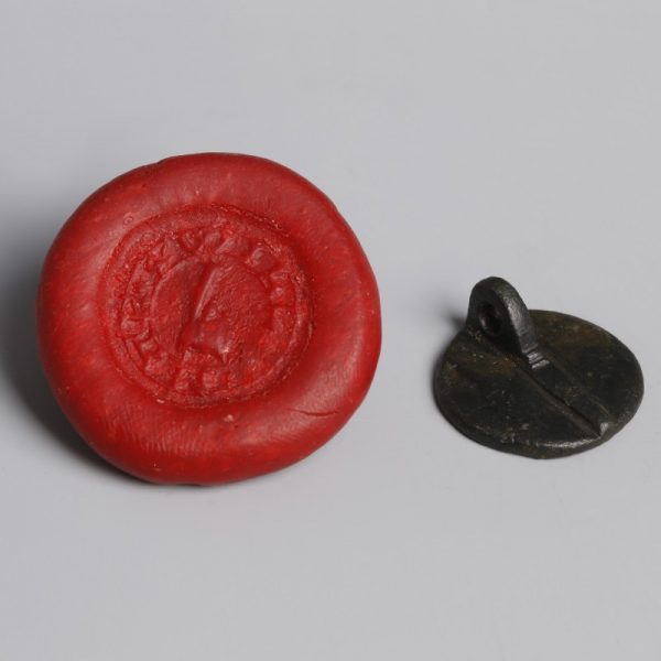 Medieval Bronze Seal Matrix with Axe Intaglio