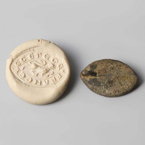 A Medieval Vesica Seal with Passant Leopard