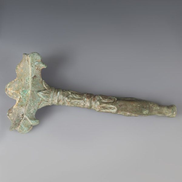 Roman Bronze Handle With Bacchants