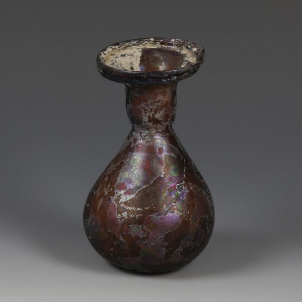 Roman Aubergine Glass Flask