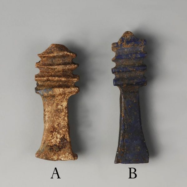 Egyptian Lapis Djed Pillar Amulets