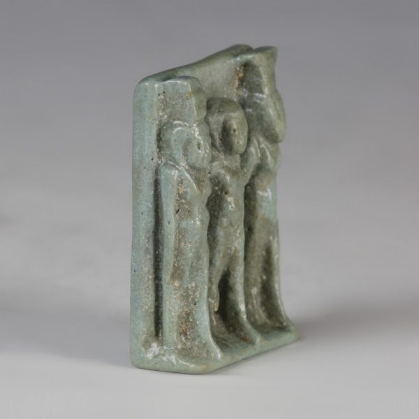 Glazed Egyptian Faience Osirian Triad Amulet