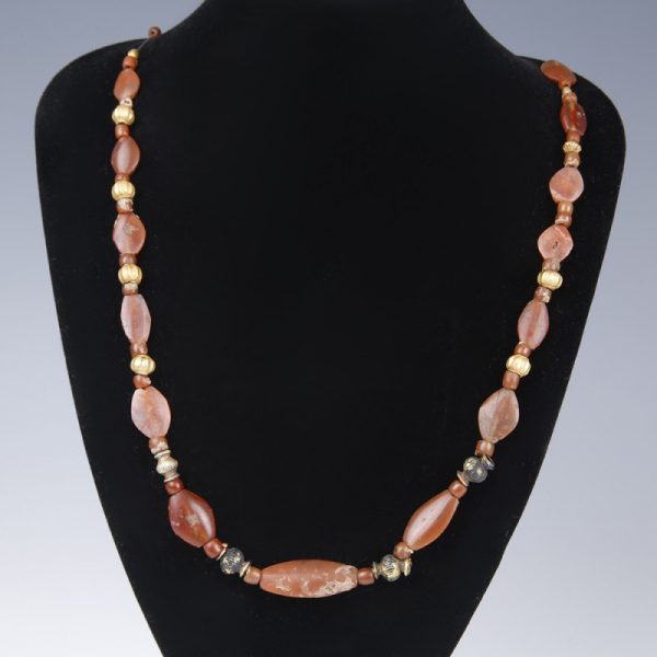 Greek Gold Carnelian Bead Necklace