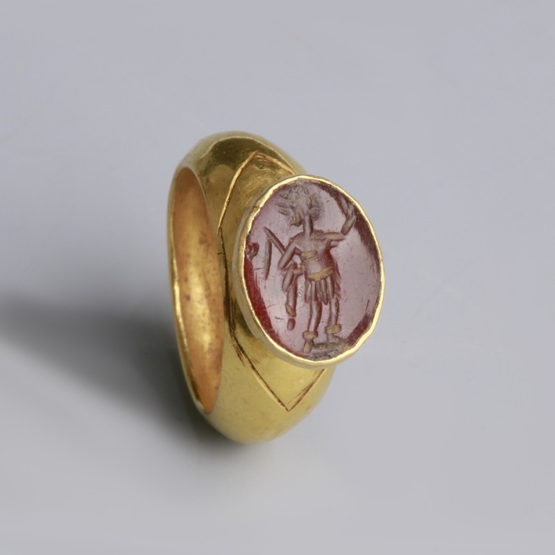 Roman Gold Ring with Mars Intaglio