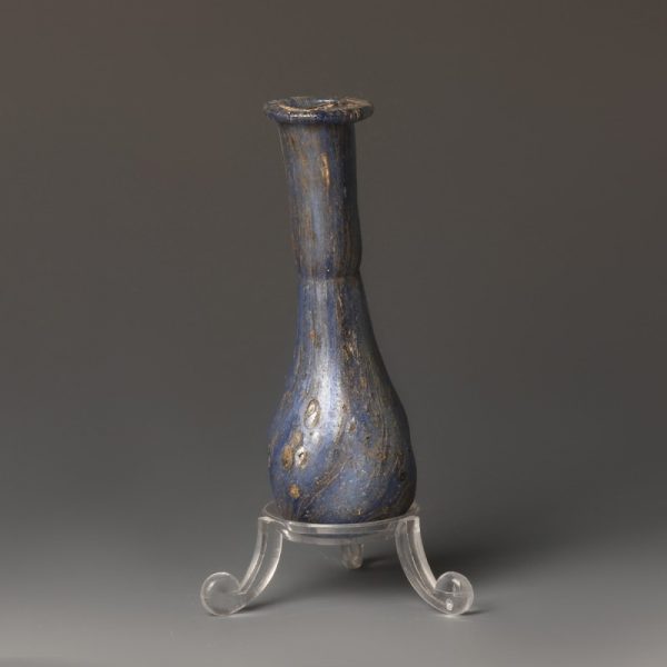 Roman Marbled Blue Glass Unguentarium