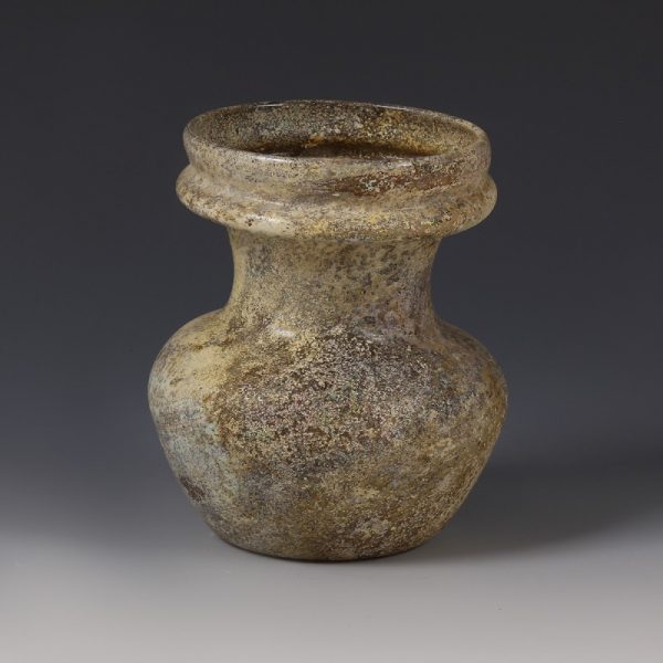 Roman Iridescent Round Glass Jar