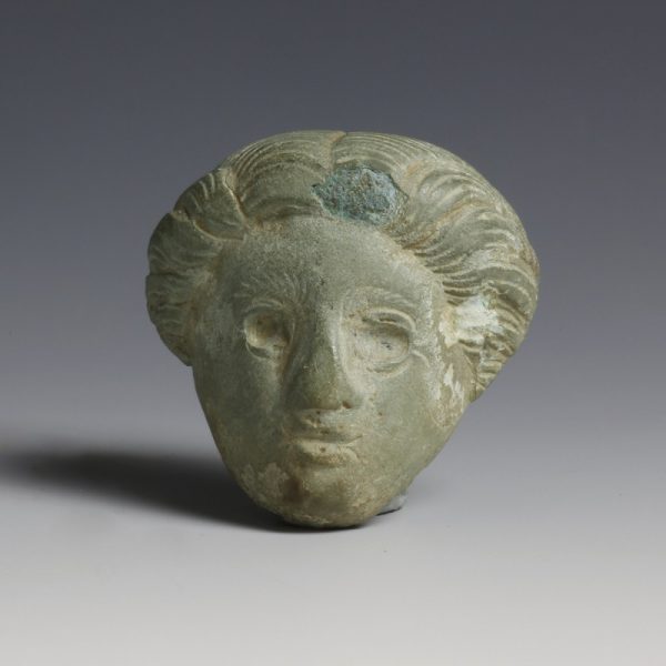 Roman Bronze Applique in the Form of the Head of Apollo