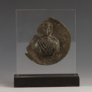 Late Roman Bronze Roundel with a Man in Relief