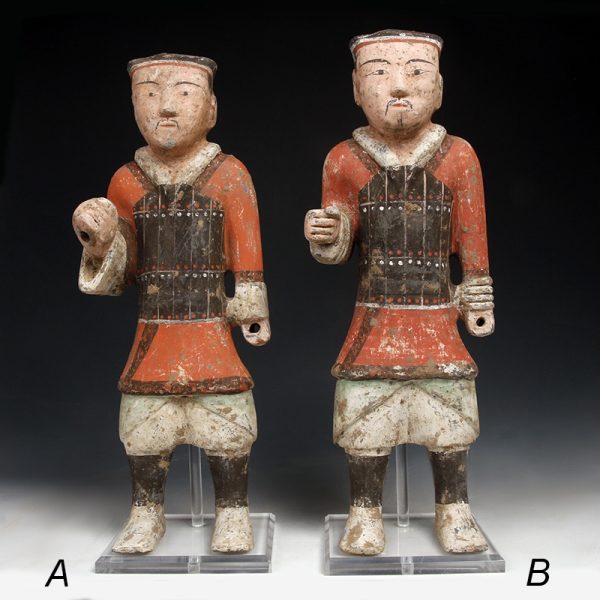 Tall Han Dynasty Pottery Warrior in Armour