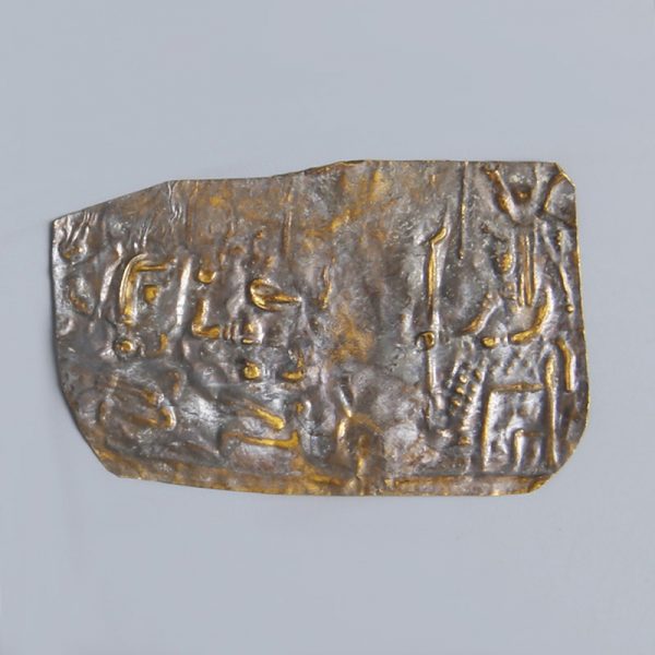 Egyptian Gold Repoussé Plaque with Hathor Scene
