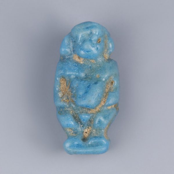Egyptian Blue Faience Amulet of Pataikos