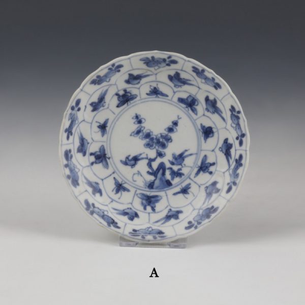 Kangxi Blue and White Export Ware Saucers with Decoration
