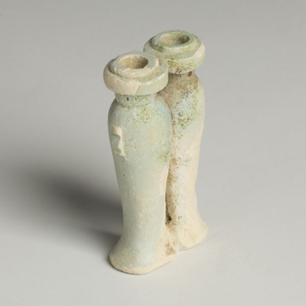Egyptian Double Chambered Model Libation (Hes) Vase
