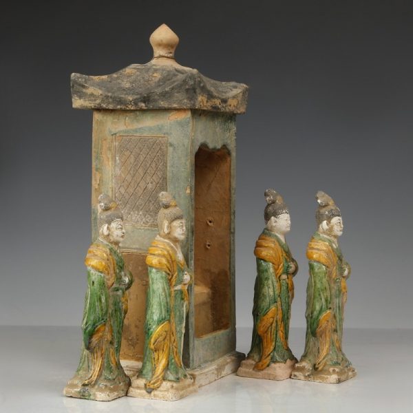Ming Dynasty Green-glazed Attendants & Palanquin