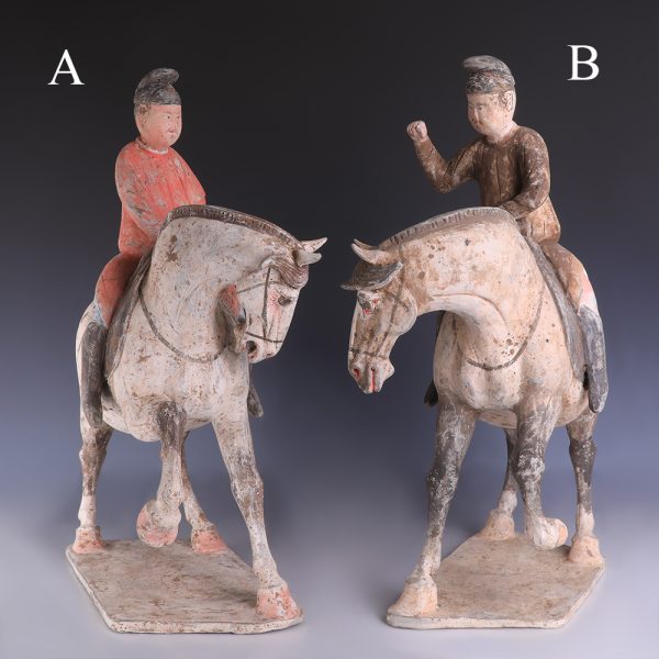 Pair of Chinese Tang Dynasty Equestrian Riders