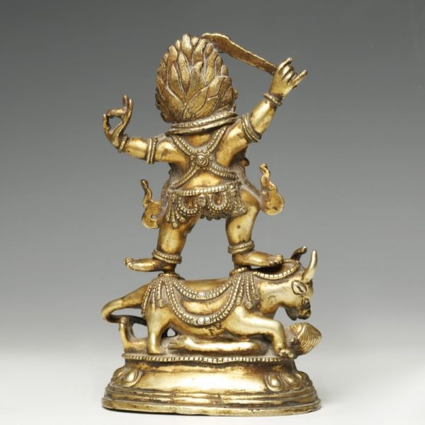 Tibetan Gilt Bronze Figure of Yama Dharmaraja