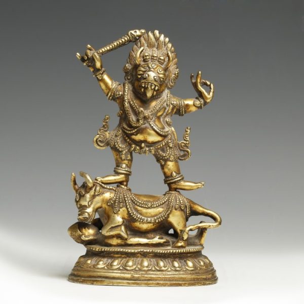 Tibetan Gilt Bronze Figure of Yama Dharmaraja