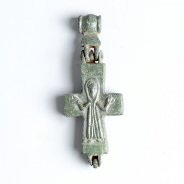 Beautiful Byzantine Bronze Reliquary Cross