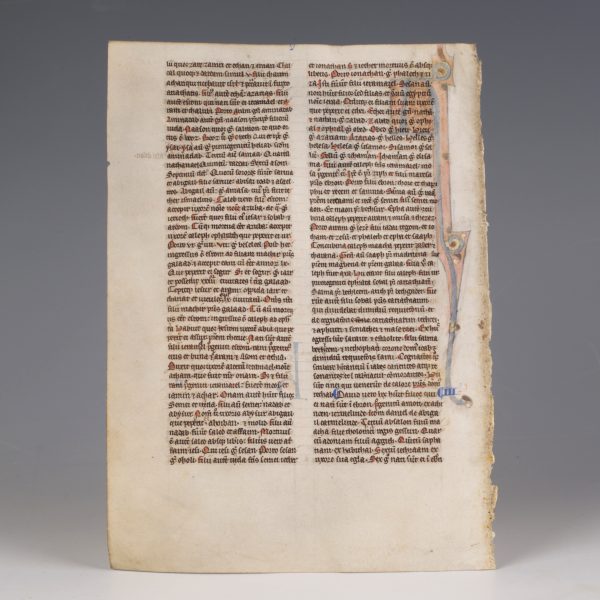 Medieval Bible Leaf with Generations of Adam