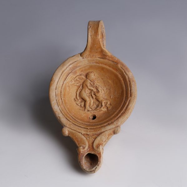 Roman Terracotta Oil Lamp with Cupid