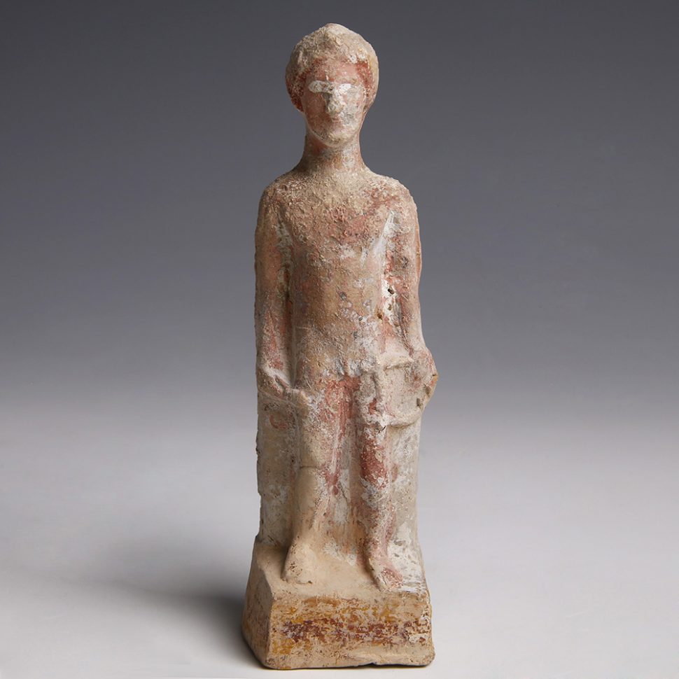 Greek Terracotta Statuette with Original Pigments