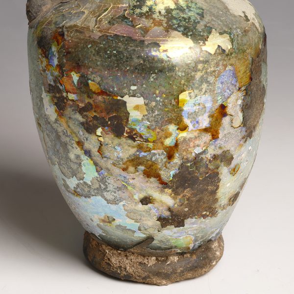 Iridescent Roman Glass Jug with Handle