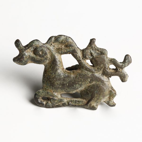 Ordos Bronze Small Belt Plaque With Running Stag
