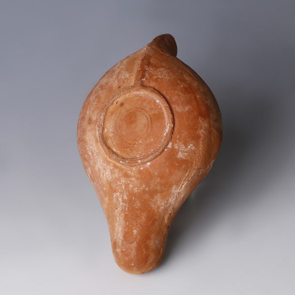 North African Roman Redware Oil Lamp with Old Testament Scene