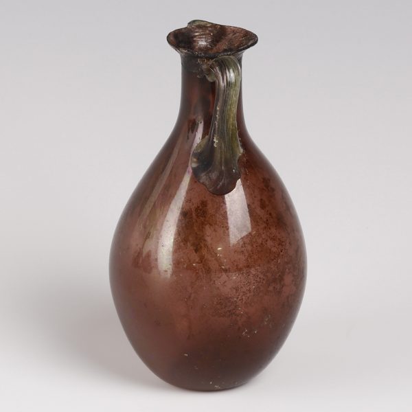 Ancient Roman Aubergine Glass Flask