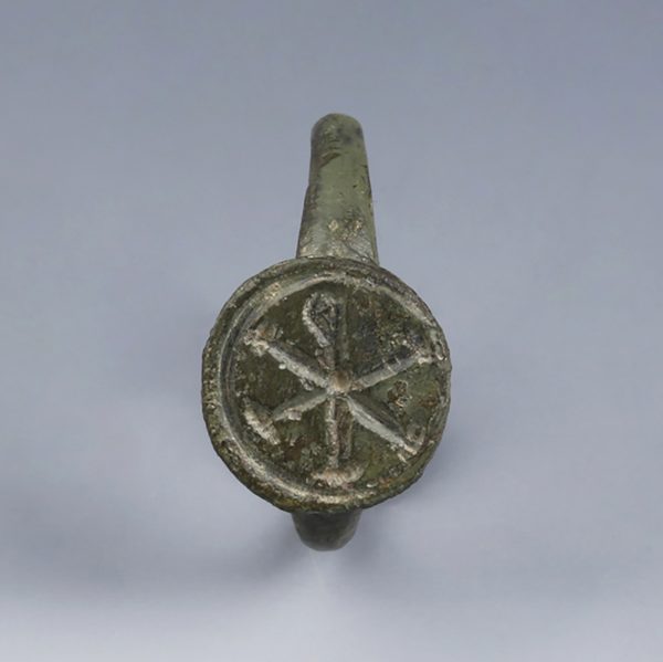 Byzantine Bronze Chi Rho Signet Ring