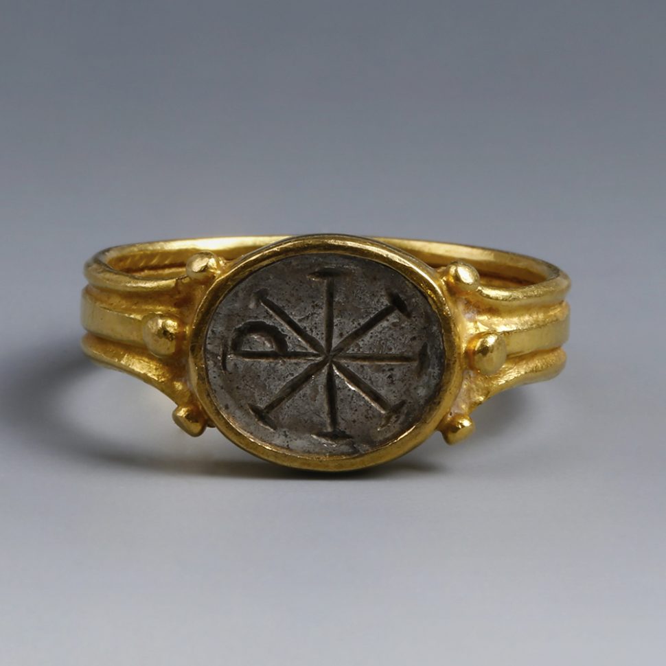 Byzantine Ring with Christian Chi Rho Intaglio