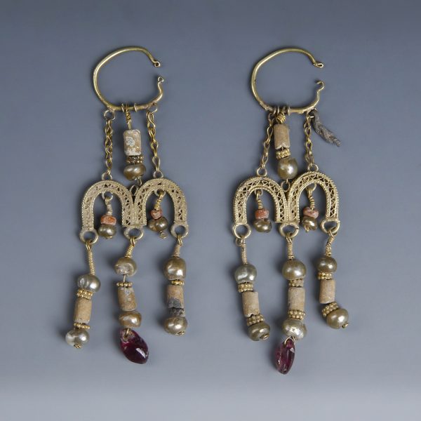 Ornate Roman Electrum Earrings