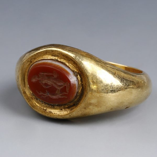 Roman Ring with Diana and Stag Intaglio