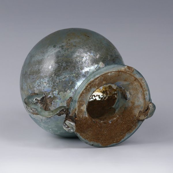 Roman Blue Glass Jar with Trail Decoration