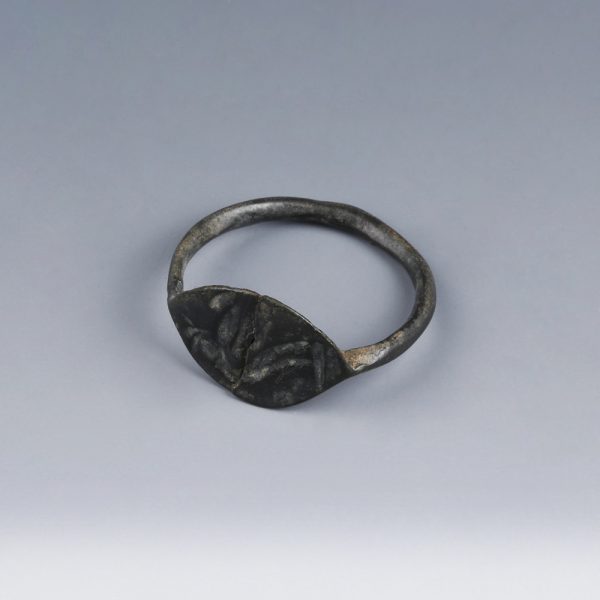Roman Bronze Signet Ring with Cockerel Intaglio
