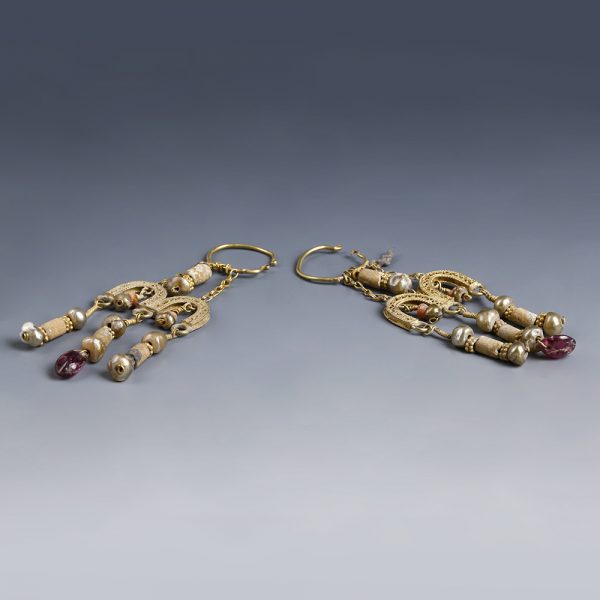 Ornate Roman Electrum Earrings
