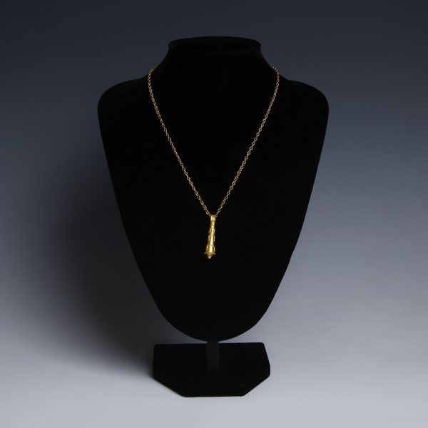 Roman Gold Necklace with Club of Hercules Pendant