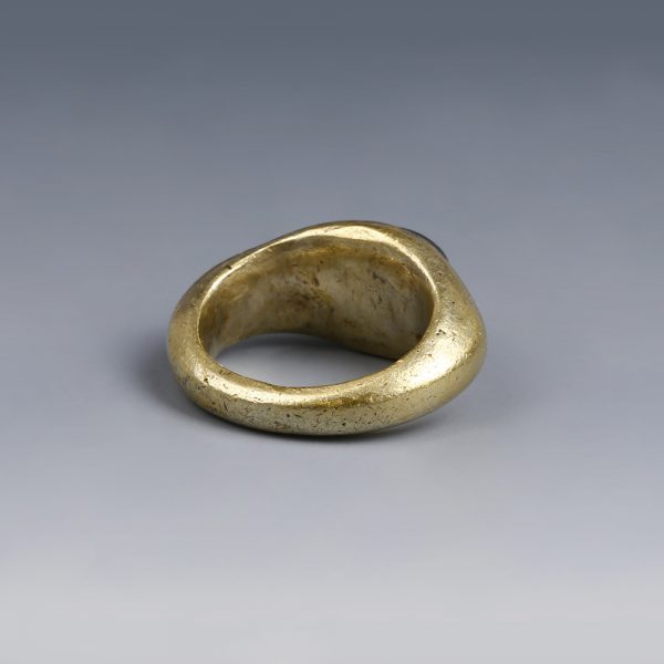 Solid Electrum Roman Ring with Serapis
