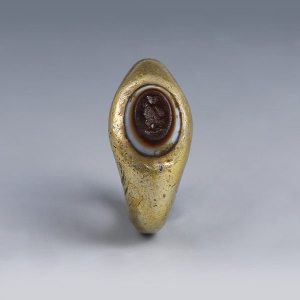 Solid Electrum Roman Ring with Serapis