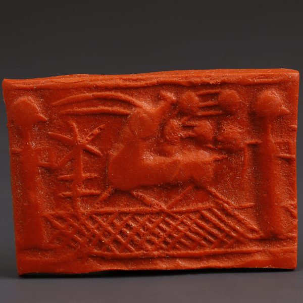 Near Eastern Cylinder Seal with Hunting Scene