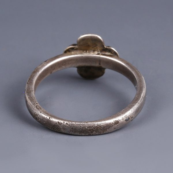 Late Medieval Silver Ring with Quatrefoil Bezel