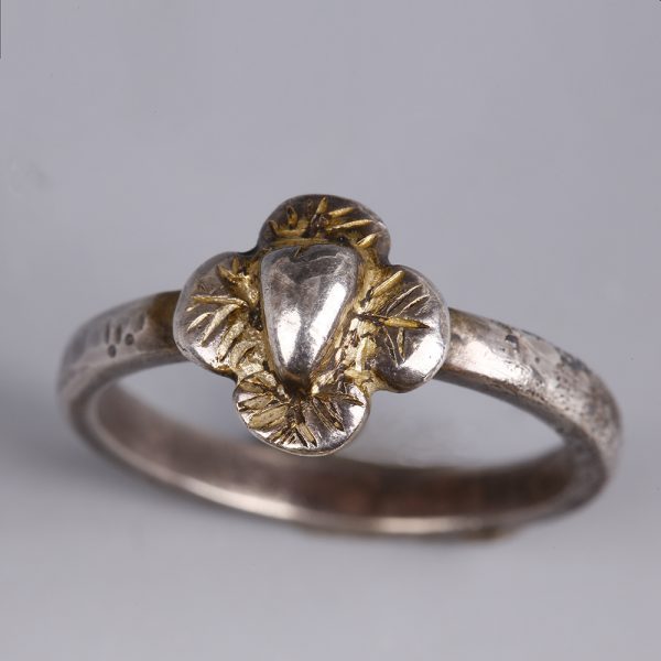 Late Medieval Silver Ring with Quatrefoil Bezel