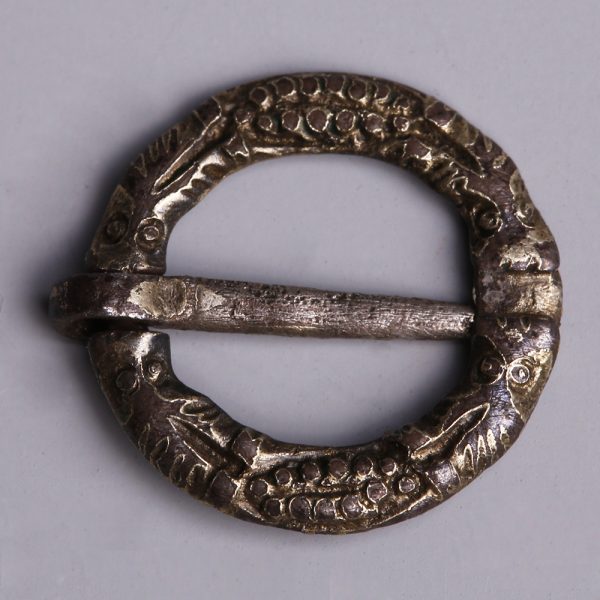 Medieval Silver Gilded Ring Brooch