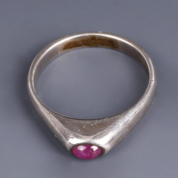 Medieval Stirrup Silver Ring with Ruby